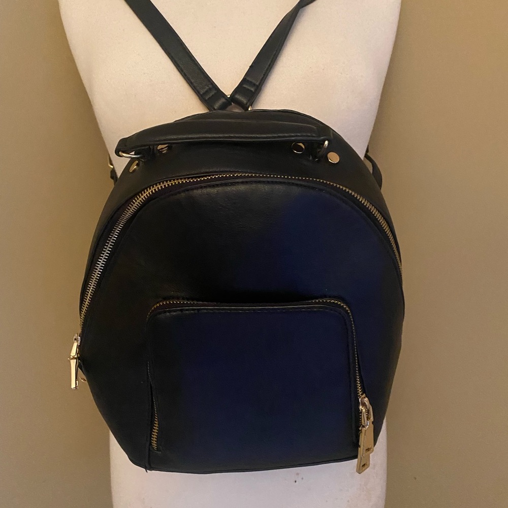 INC Black Leather Backpack